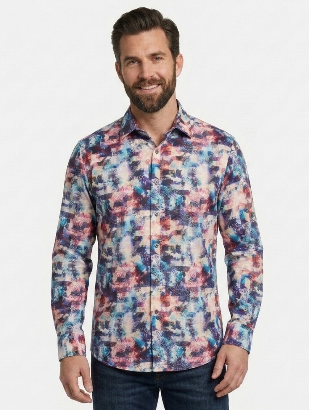 Robert Graham Classic Fit All Over Embroidered Quilted Geometric Shirt - XL